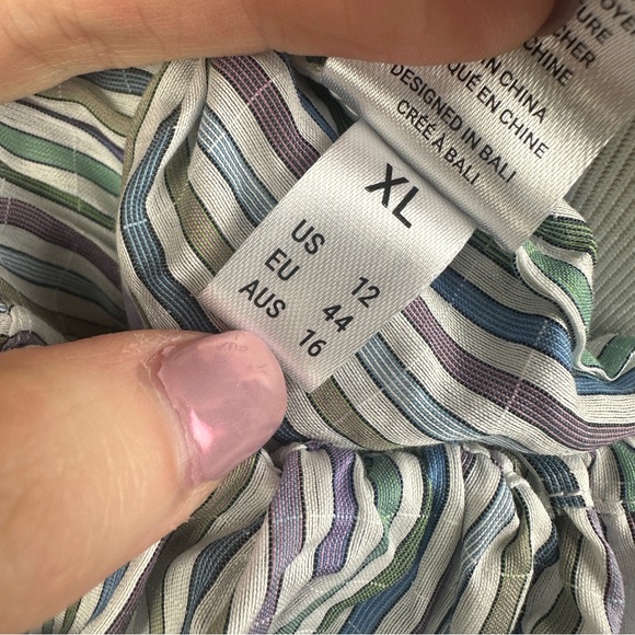 Magali Pascal Anthropologie US 12 or XL ruffle tiered halter top blue stripe - Picture 7 of 8